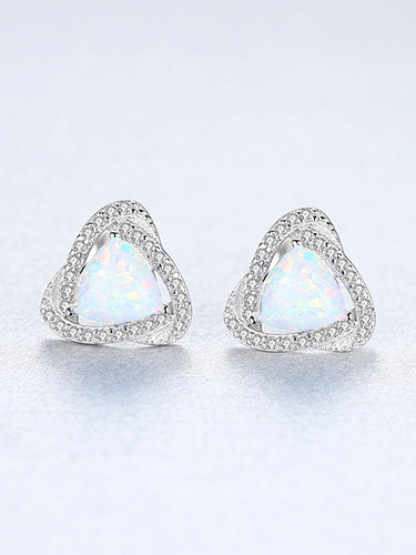 925 Sterling Silver With   Classic Multicolor Triangle Stud Earrings