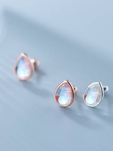 925 Sterling Silver Opal Water Drop Minimalist Stud Earring