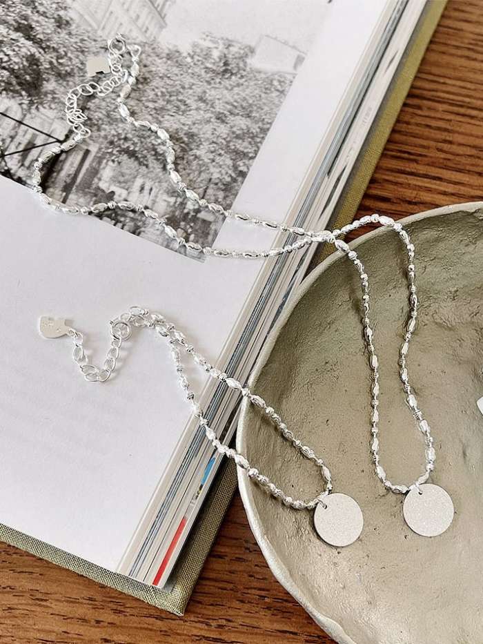 925 Sterling Silver Round Minimalist Bead Chain Necklace