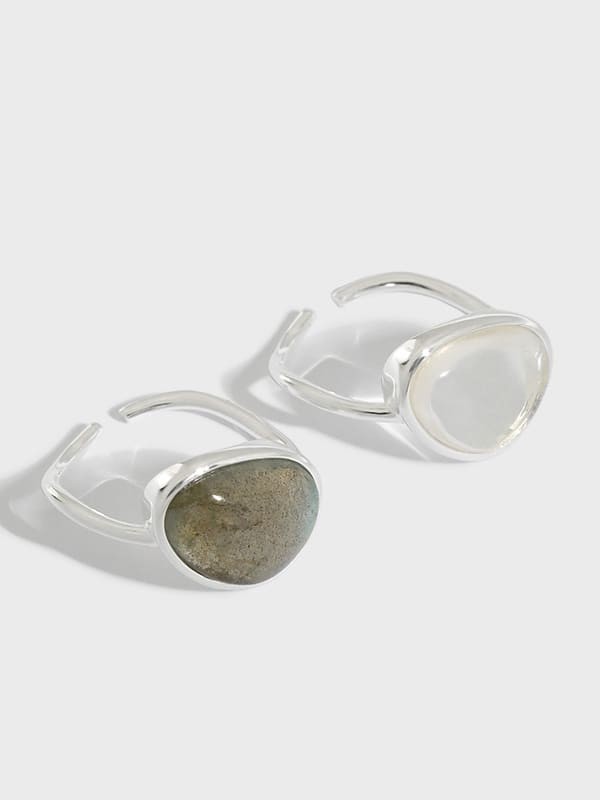 925 Sterling Silver Cats Eye Geometric Minimalist Band Ring