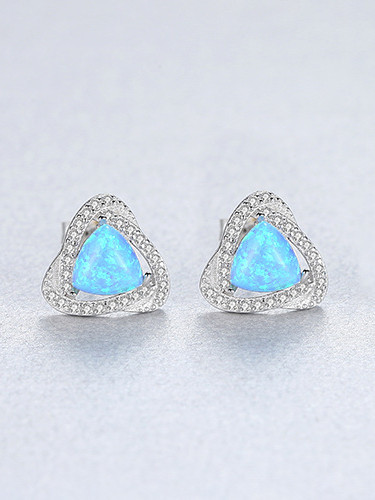 925 Sterling Silver With   Classic Multicolor Triangle Stud Earrings