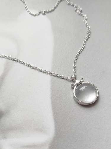 925 Sterling Silver cats simple round Necklace