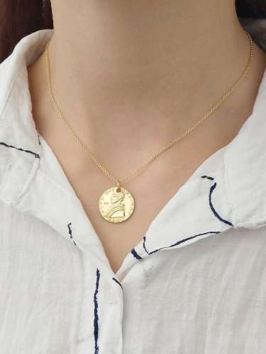 925 sterling silver gold head Coin Pendant Necklace