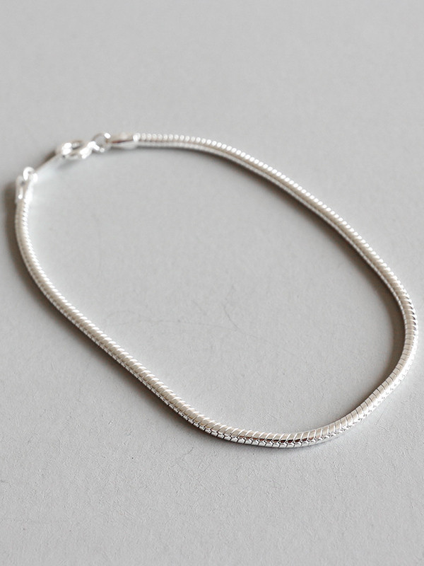 Pure silver personality and simple round snake chain Bracelet