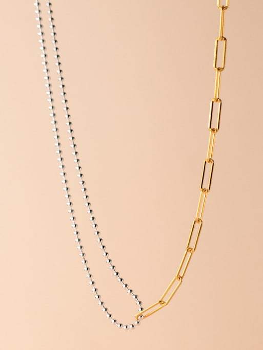 925 Sterling Silver Asymmetry Geometric Minimalist Multi Strand Necklace