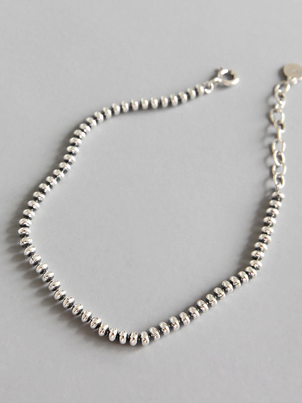 Sterling silver retro simple bead bracelet