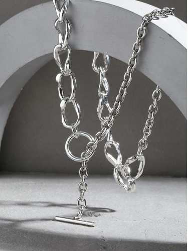 925 Sterling Silver Irregular Vintage Lariat Necklace
