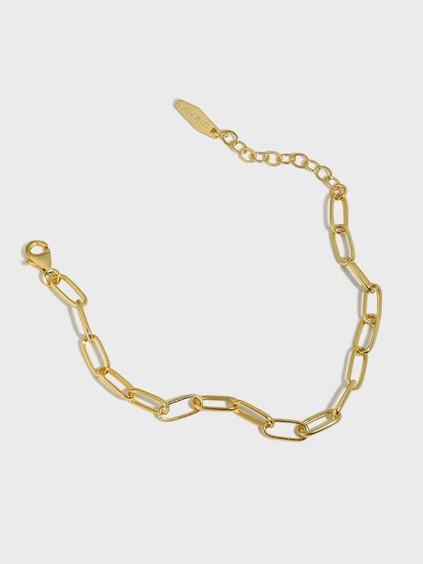 925 Sterling Silver Hollow Geometric Chain  Minimalist Link Bracelet