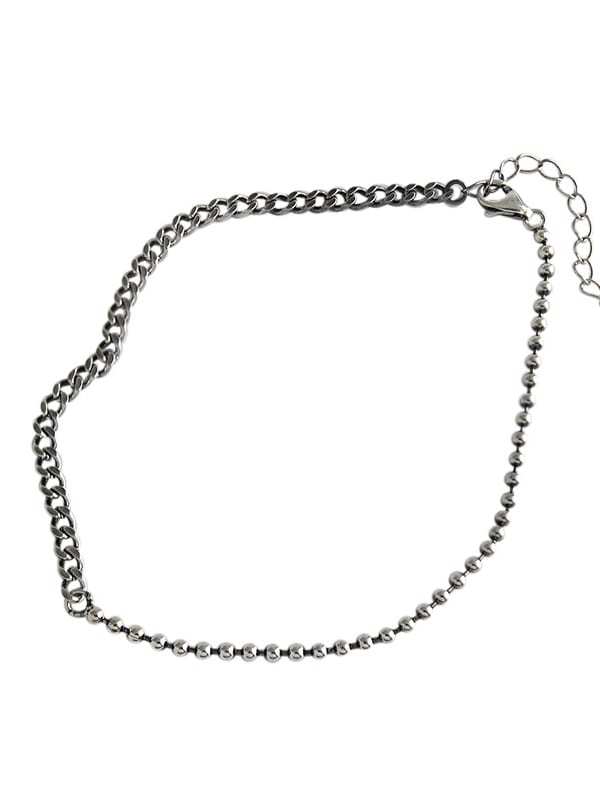 S925 Sterling Silver  Antique Geometric Gead Chain  Anklet