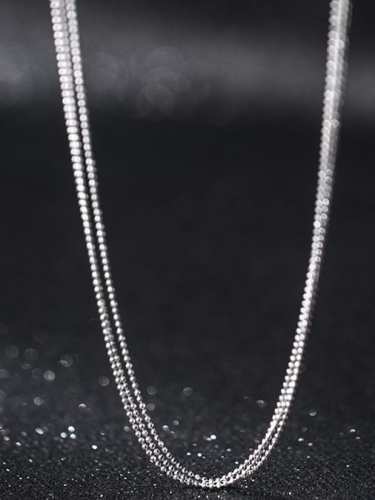 925 Sterling Silver Round Bead Chain Minimalist Multi Strand Necklace