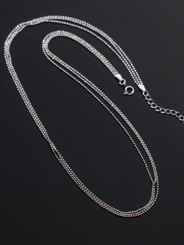925 Sterling Silver Round Bead Chain Minimalist Multi Strand Necklace