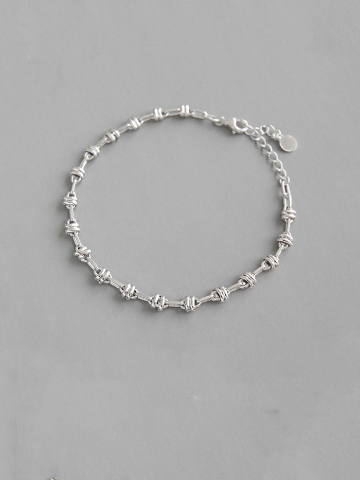 925 Sterling Silver With Platinum Plated Vintage Chain Lovers Bracelets
