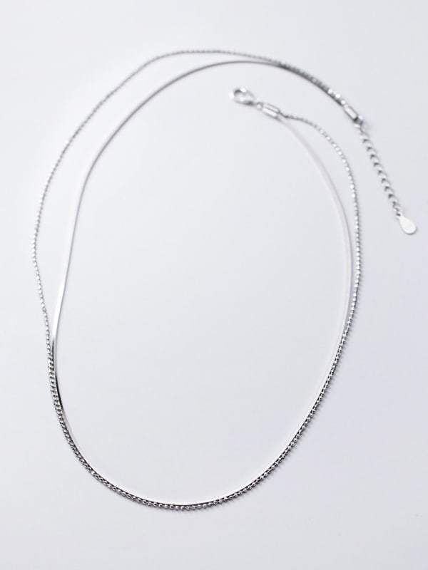 925 Sterling Silver Vintage Multi Strand Chain Necklace