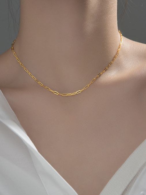 925 Sterling Silver  Minimalist  single chain necklace short without pendant