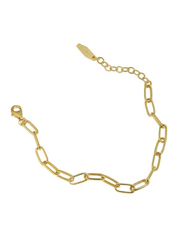 925 Sterling Silver Hollow Geometric Chain  Minimalist Link Bracelet
