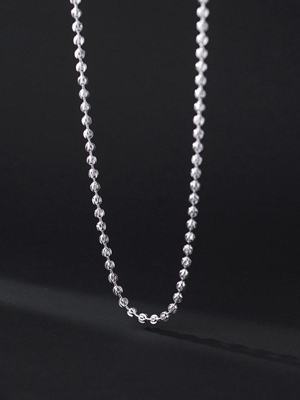 925 Sterling Silver Round Minimalist Beaded Necklace