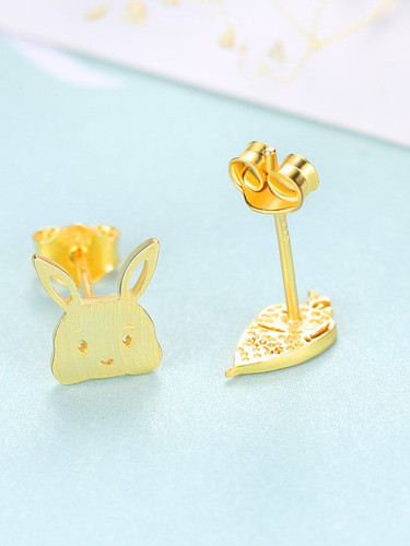 925 Sterling Silver With Smooth Simplistic  Asymmetry Radish rabbit Stud Earrings