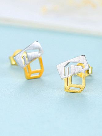 925 Sterling Silver With Glossy  Simplistic Irregular Stud Earrings