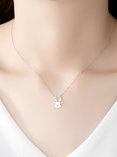925 Sterling Silver With Smooth Personality Dog Necklaces