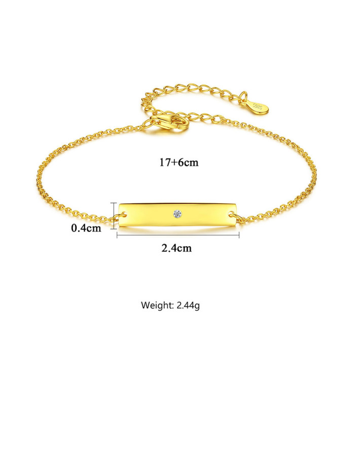 925 Sterling Silver With Gold Plated Simplistic Square Bracelets