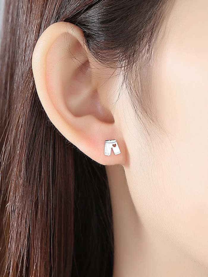 925 Sterling Silver minimalist fashion creative clothes pants love student Earring