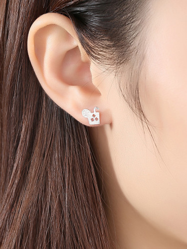 925 Sterling Silver With Smooth Simplistic Cola Cup Stud Earrings
