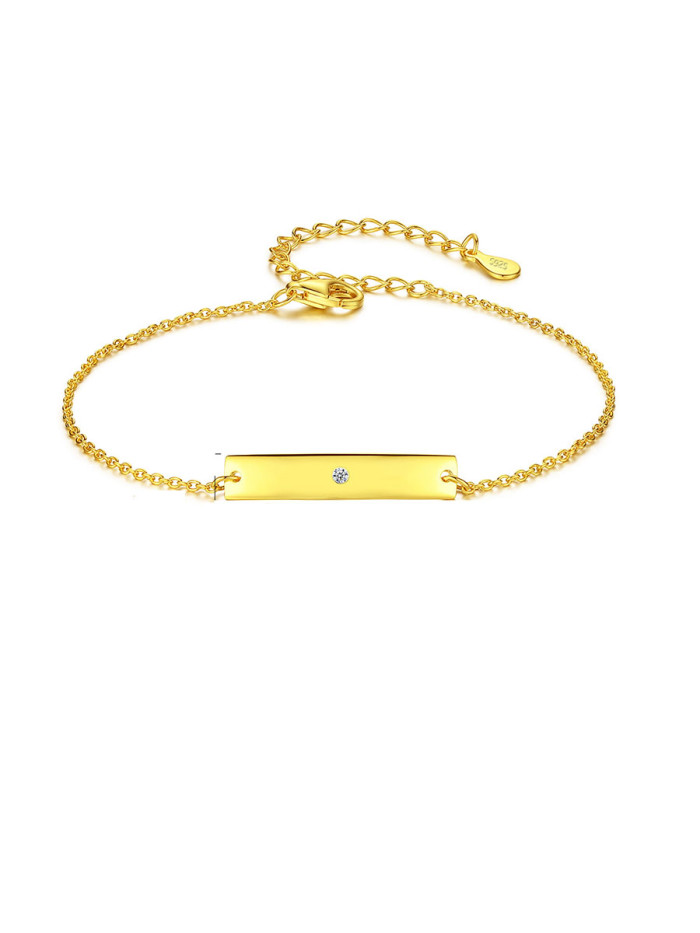 925 Sterling Silver With Gold Plated Simplistic Square Bracelets