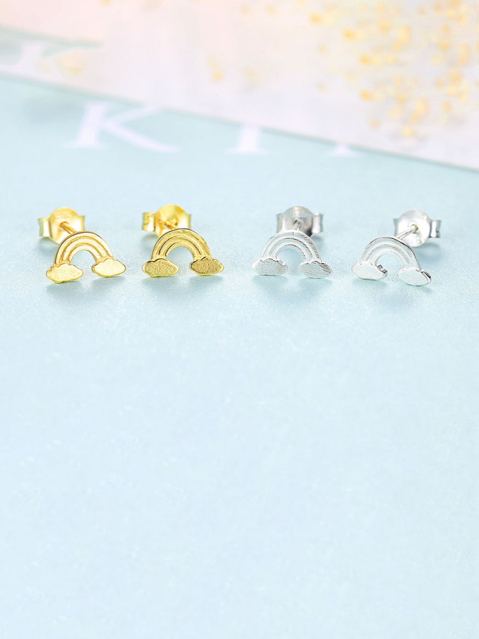 925 Sterling Silver With Smooth Simplistic Irregular Stud Earrings