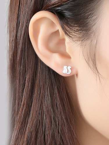 925 Sterling Silver minimalist fashion cute creative animal squirrel study Earring
