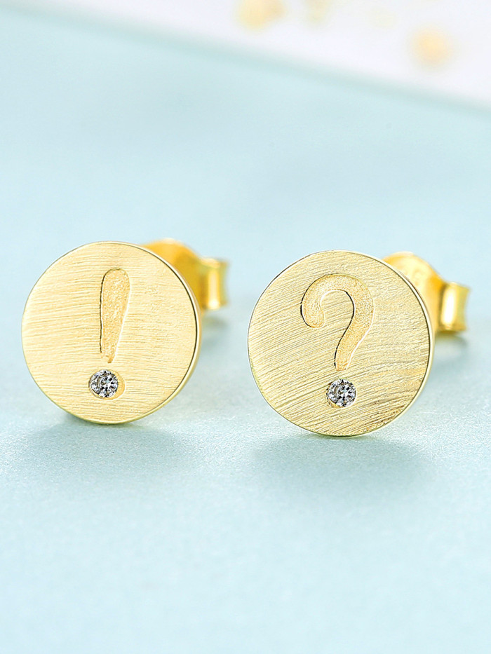 925 Sterling Silver With Gold Plated Simplistic Round Mark  Stud Earrings