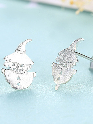 925 Sterling Silver With Gold Plated Cute Scarecrow  Stud Earrings