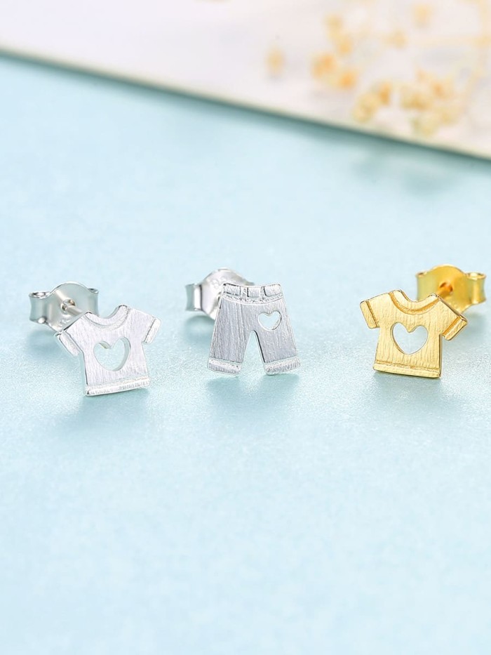 925 Sterling Silver minimalist fashion creative clothes pants love student Earring