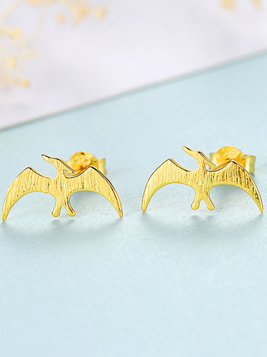 925 Sterling Silver With Smooth Simplistic Little Swallow Stud Earrings
