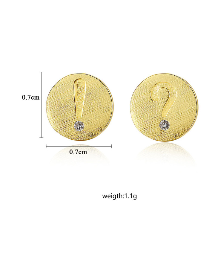 925 Sterling Silver With Gold Plated Simplistic Round Mark  Stud Earrings