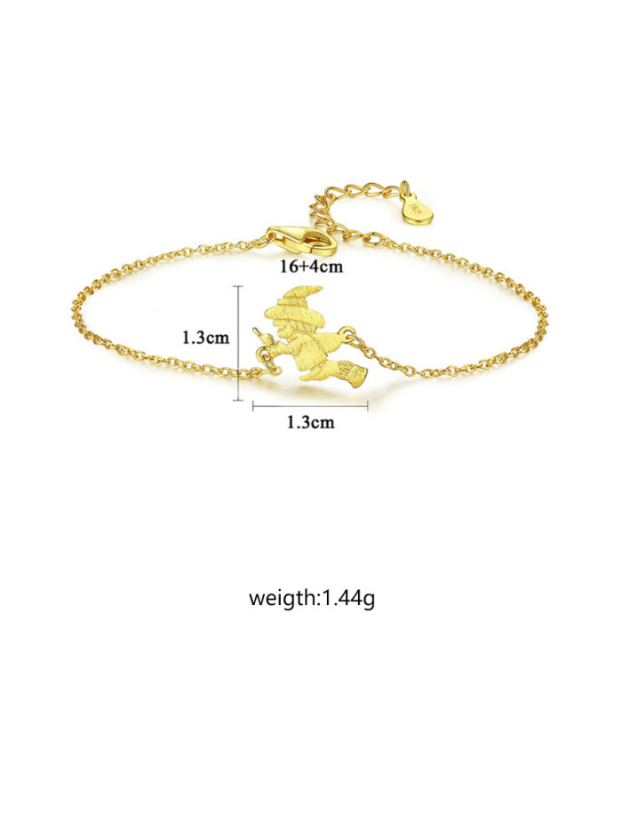 925 Sterling Silver With Gold Plated Simplistic Santa Claus  Bracelets
