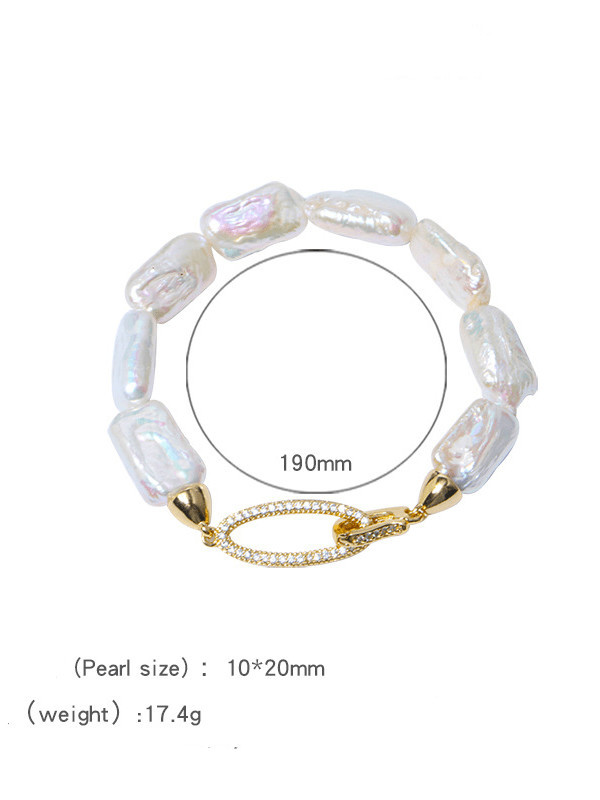 Brass Freshwater Pearl Geometric Minimalist Woven Bracelet