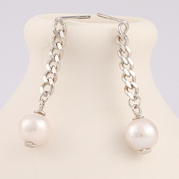 Silver Earrings S925 Baroque Pearl Drop and Dangle Earrings