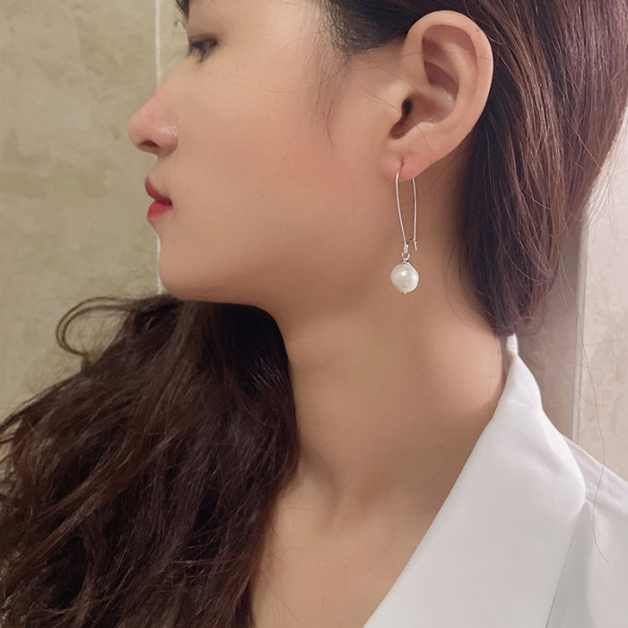 S925 Silver Baroque Earrings Geometric Shape Hoop Earrings