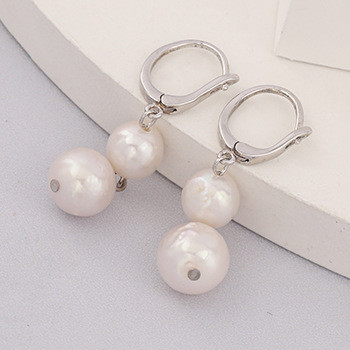 S925 Silver Freshwater Baroque Pearl Hook and Drop Earrings