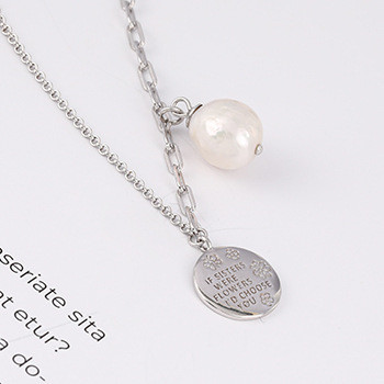 S925 Silver Baroque Pearl Cion Pendant Necklace