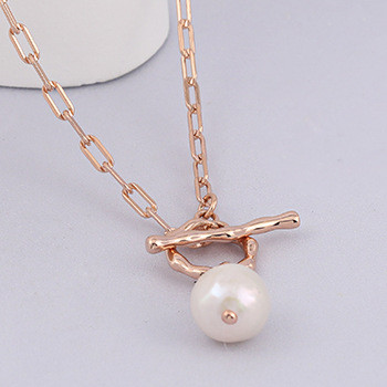 S925 Silver Baroque Pearl OT Buckle Chain Necklace