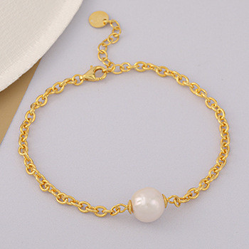 S925 Silver Baroque Pearl Chain Bracelet