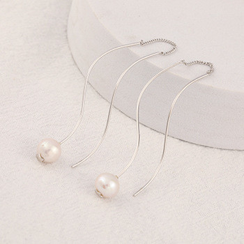 S925 Silver Baroque Pearl Threader Drop and Dangle Earrings