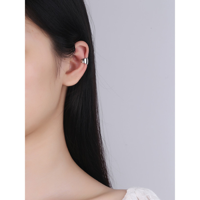 925 Sterling Silver Ear Hole Female Ear Buckle Minimalist Clip On Earrings