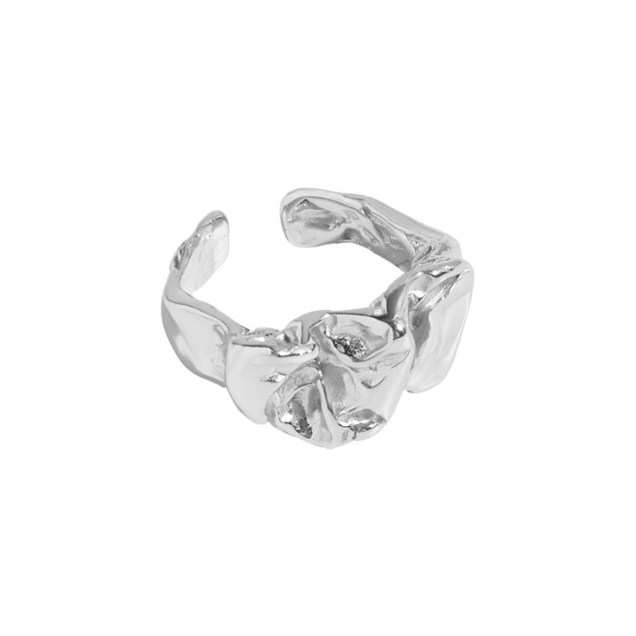 925 Sterling Silver Temperament All-Match Fold Myrology Quality Crumpled Rings