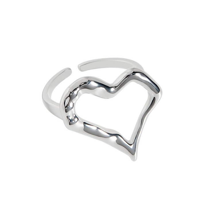 925 Sterling Silver Minimal Fold Irregular Heart Shape Refer To Ring Crumpled Rings