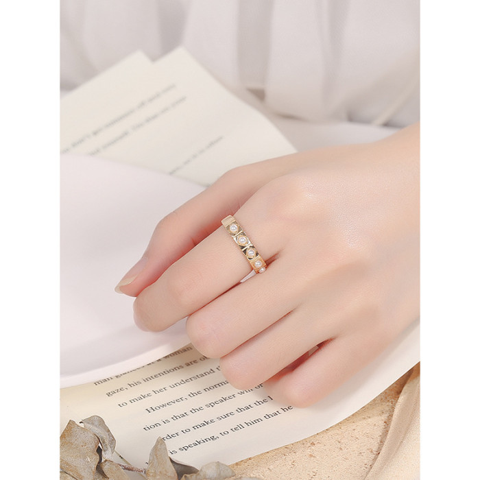 925 Sterling Silver Light Luxury Fanger Refer To Ring Fresh Water Pearl Rings