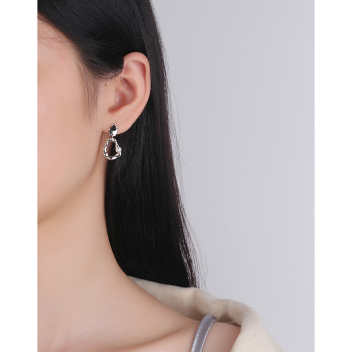 925 Sterling Silver Irregular Female Versatile Minimalist Stud Earrings