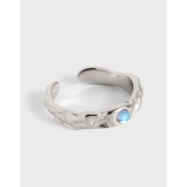 925 Sterling Silver Light Luxury Irregular Moonlight Quality MoonStone Rings