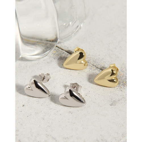 925 Sterling Silver Geometry Personality All-Match Love Ear Ornaments Minimalist Stud Earrings